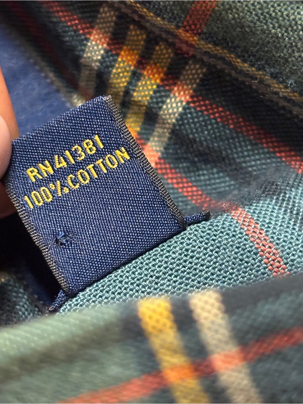 Ralph Lauren Flannel Shirt L Mens Blue Green Classic Fit Pony Logo Button Up - Picture 5 of 7